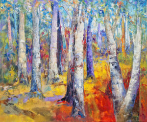 Birch Trees (100x120cm) by Mario Malfer